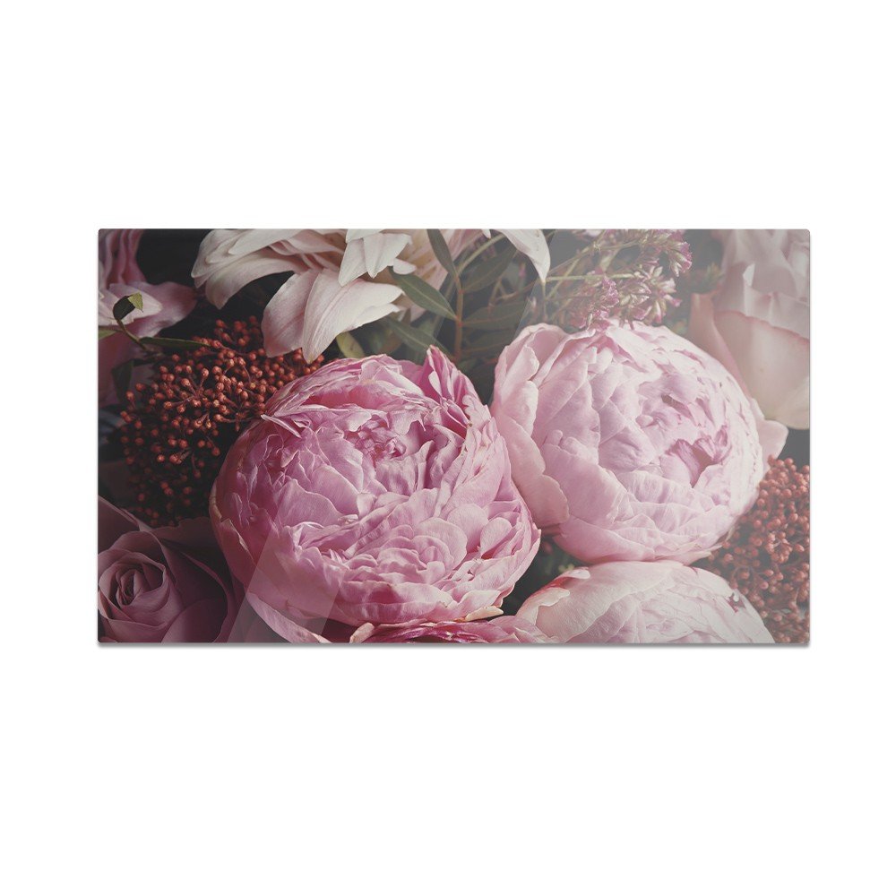 Szklana deska kuchenna HOMEPRINT Bukiet różowych kwiatów 60x52 cm
