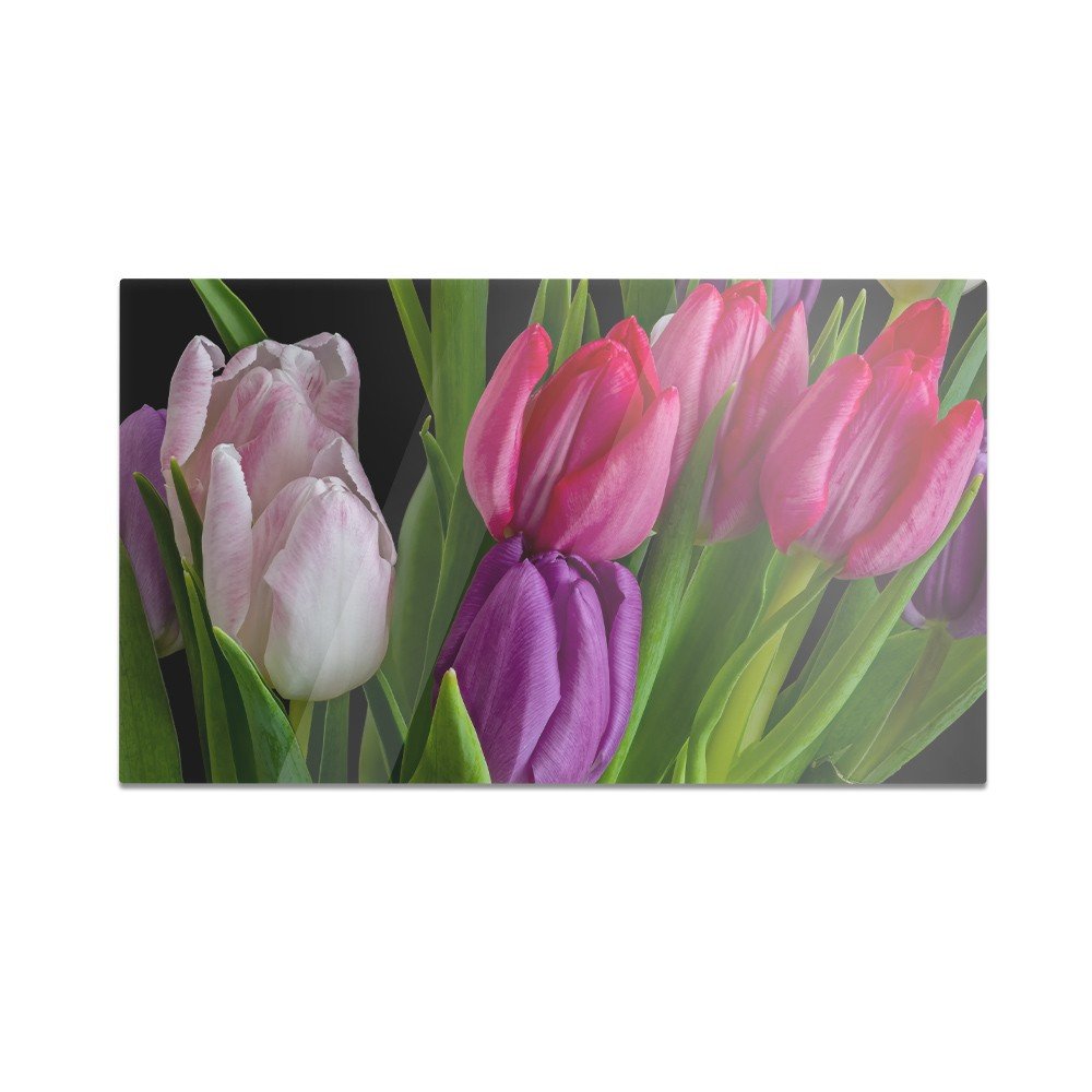 Szklana deska kuchenna HOMEPRINT Kolorowe tulipany 60x52 cm