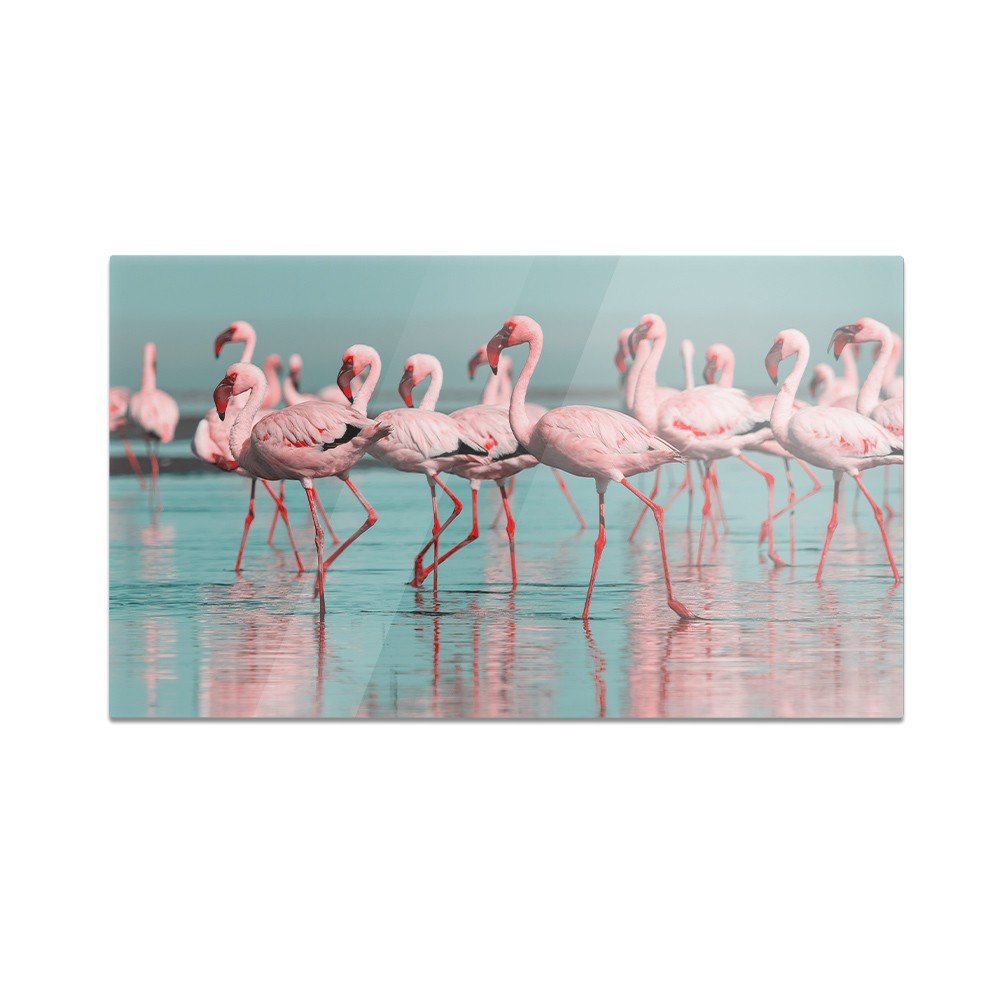 Szklana deska kuchenna HOMEPRINT Stado flamingów 60x52 cm