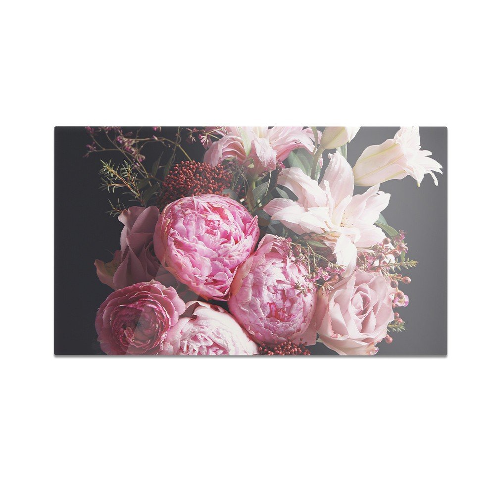 Szklana deska kuchenna HOMEPRINT Romantyczny różowy bukiet 60x52 cm