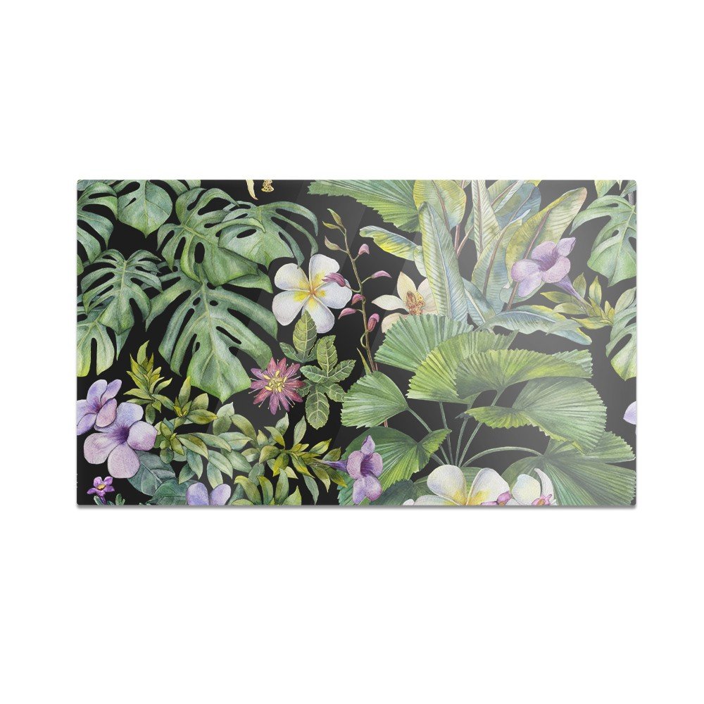 Szklana deska kuchenna HOMEPRINT Rośliny na czarnym tle 60x52 cm