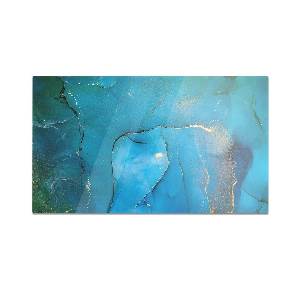 Szklana deska kuchenna HOMEPRINT Niebiesko złoty marmur 60x52 cm