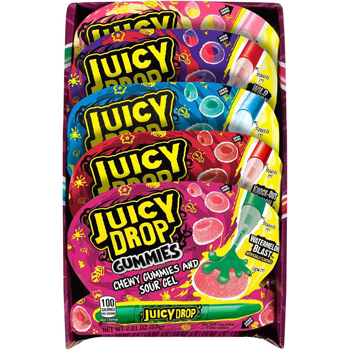 JUICY DROP GUMMIES 57G GUMY OWOCOWE I DŁUGOPIS Z KWAŚNYM ŻELEM