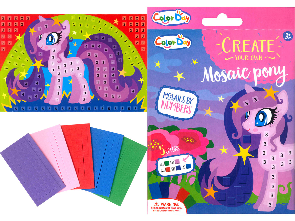 top ASKATO Kolorowa Wyklejanka Po Numerach MOZAIKA KUCYK PONY 250 Elementów