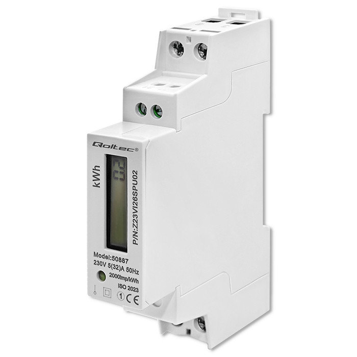 Qoltec Licznik Elektroniczny 230V | Miernik Zużycia Energii | LCD | Slim