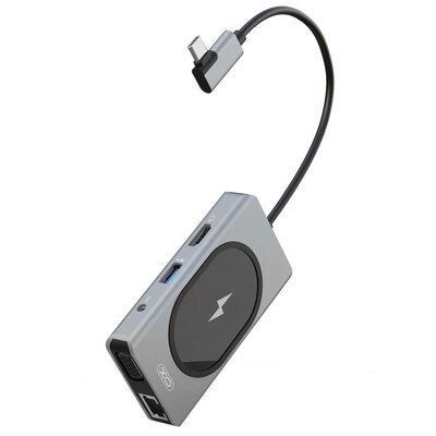 XO adapter HUB HUB007 9w1 z ładowarką indukcyjną szary