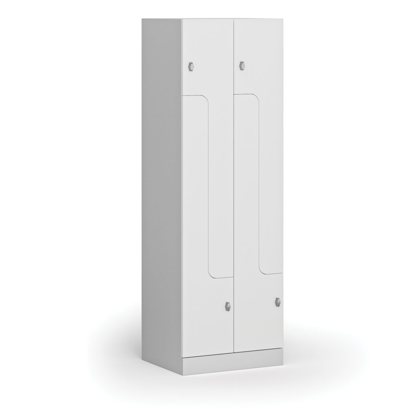 Szafka ubraniowa metalowa Z, 4 szafki, 1850 x 600 x 500 mm, zamek obrotowy, drzwi laminowane, biała