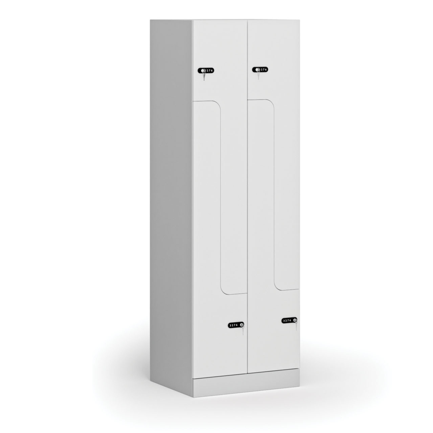 Szafka ubraniowa metalowa Z, 4 szafki, 1850 x 600 x 500 mm, zamek zamek mechaniczny z kodem, drzwi laminowane, biała