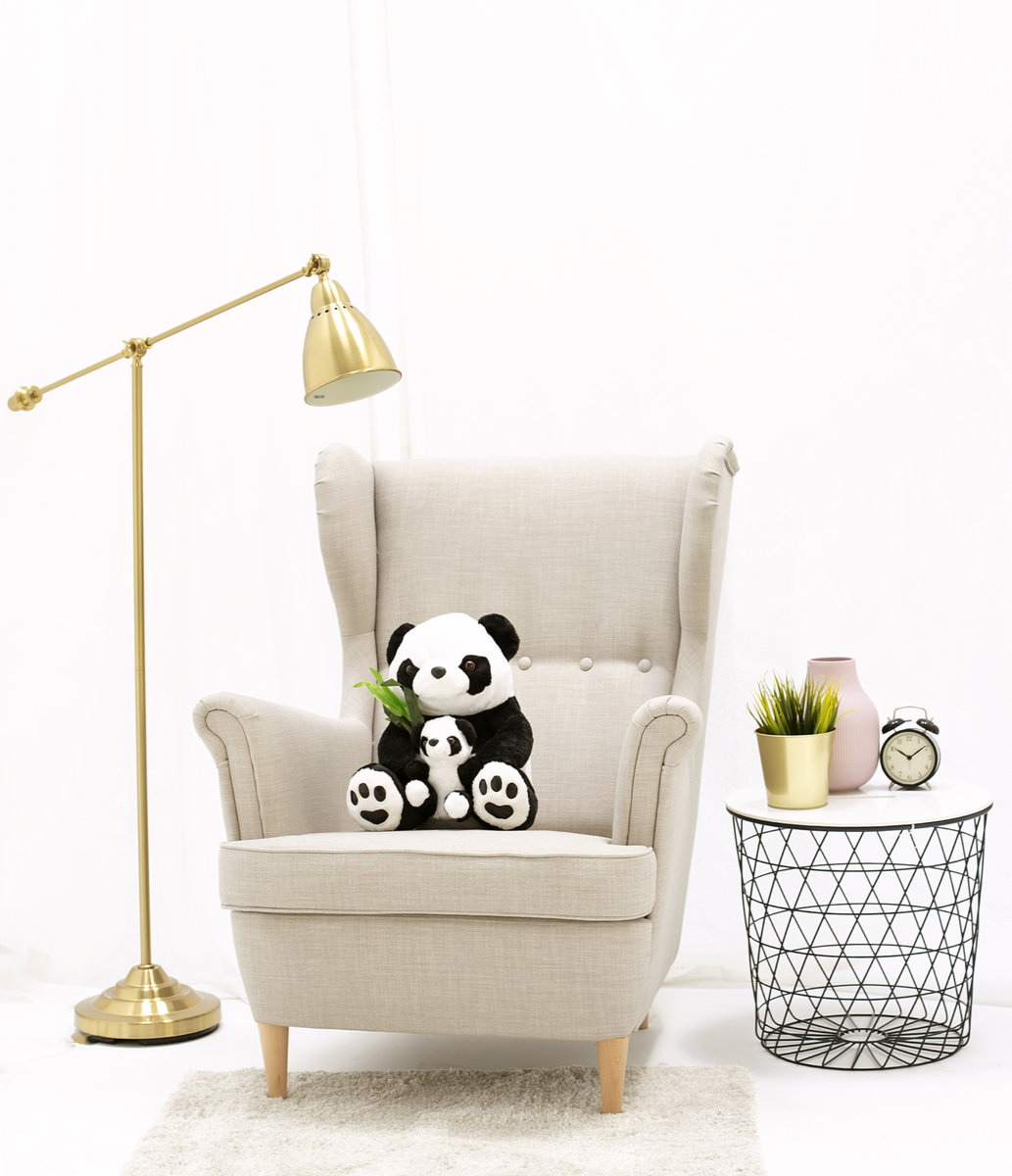 Miś Gustaw, Panda z dzieckiem, czarno-biały, 50 cm