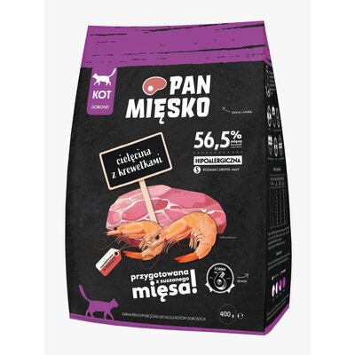 Pan Mięsko cielęcina z krewetkami S sucha karma dla kota waga 400 g