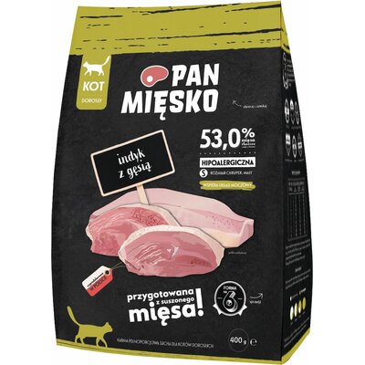 Pan Mięsko indyk z gęsią S sucha karma dla kota waga 400 g