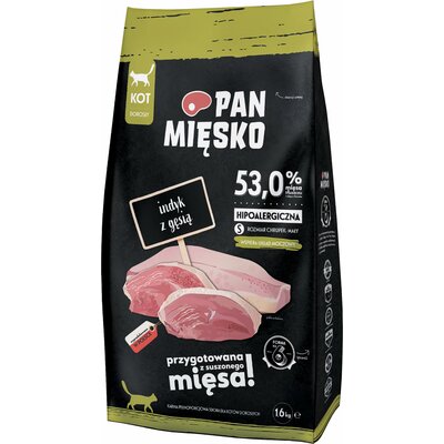 Pan Mięsko indyk z gęsią S sucha karma dla kota waga 1.6 kg