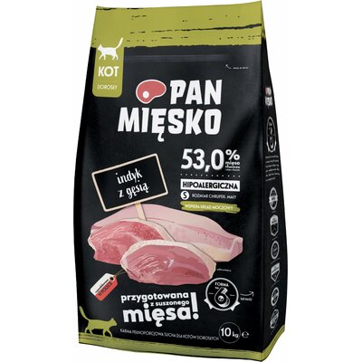 PAN MIĘSKO Indyk z gęsią S 10kg dla kota