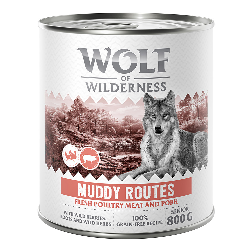 Wolf of Wilderness Senior “Expedition”, 6 x 800 g - Muddy Routes - Drób z wieprzowiną