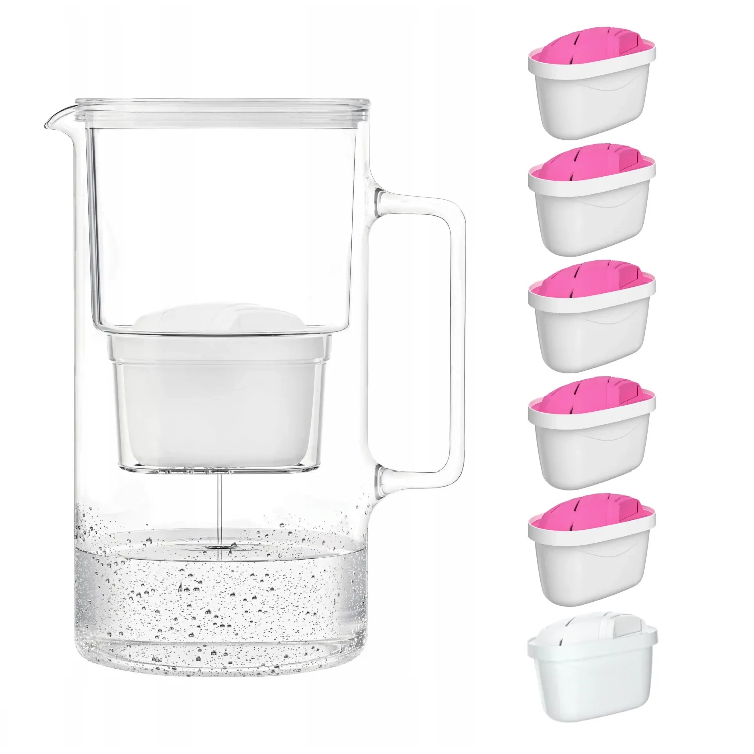 Wessper AquaMax Crystalline 2,5L Biały szklany dzbanek filtrujący z 6 wkładami