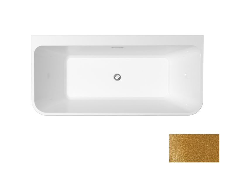 Besco Varya Glam Wanna wolnostojąca przyścienna 150x75 cm biały połysk/złoty + syfon z przelewem chrom WA-150-VRZL - odbiór osobisty: Kraków, Warszawa