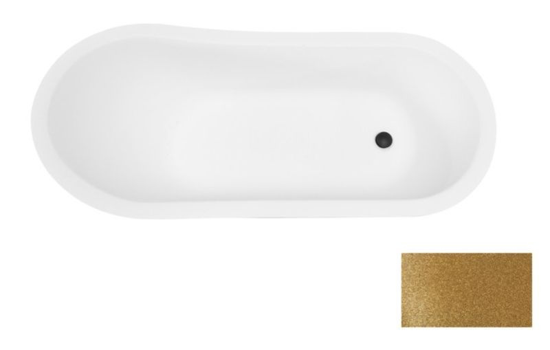 Besco Otylia Glam Wanna wolnostojąca 160x77 cm biały połysk/złoty + nogi chrom WKO-160-GZC - odbiór osobisty: Kraków, Warszawa