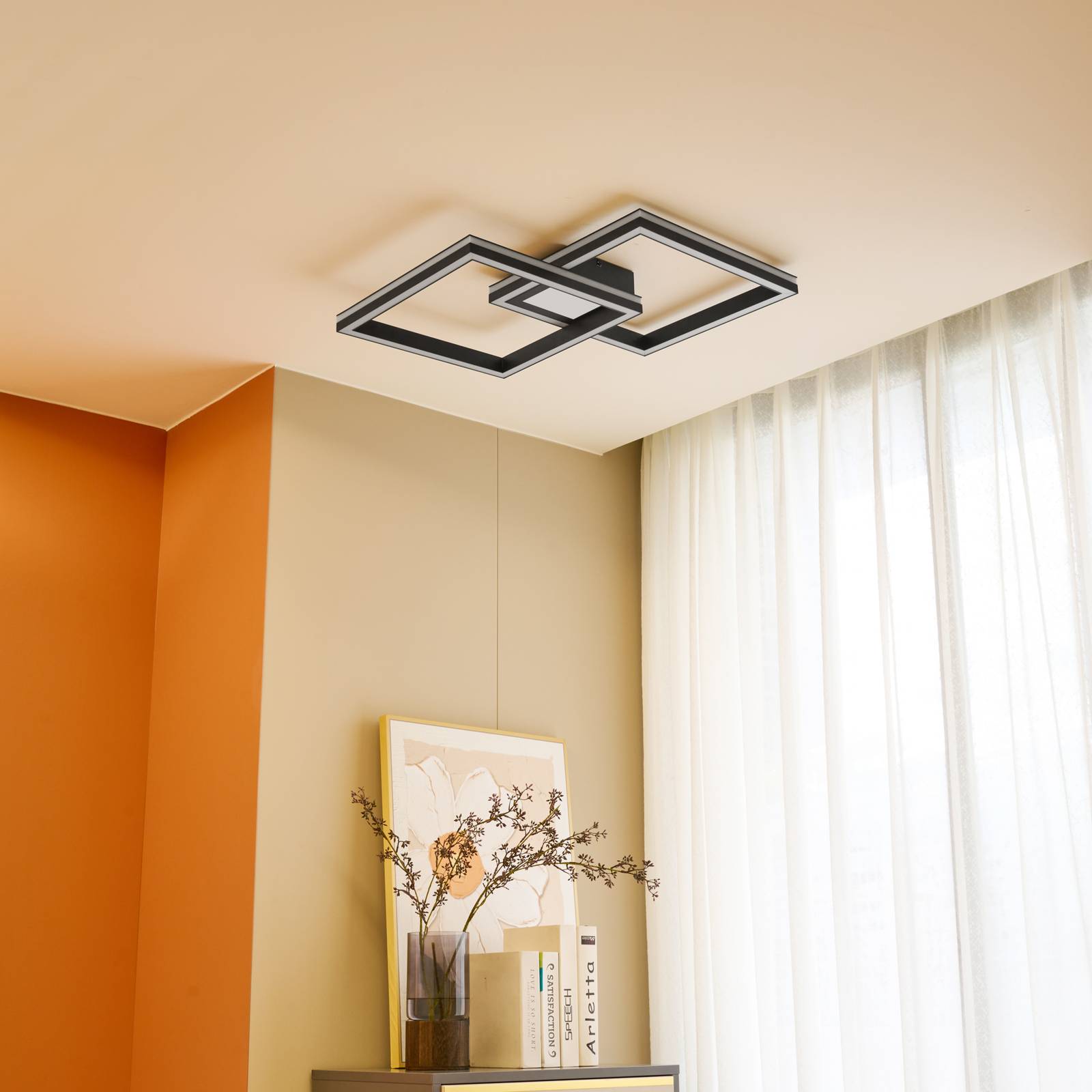 Lucande Smart lampa sufitowa LED Tjado, 85cm, czarny, RGB, CCT