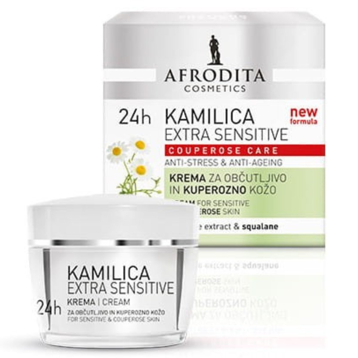 Afrodita Camomile Extra Sensitive 24h, Krem Do Skóry Wrażliwej I Naczynkowej, 50ml