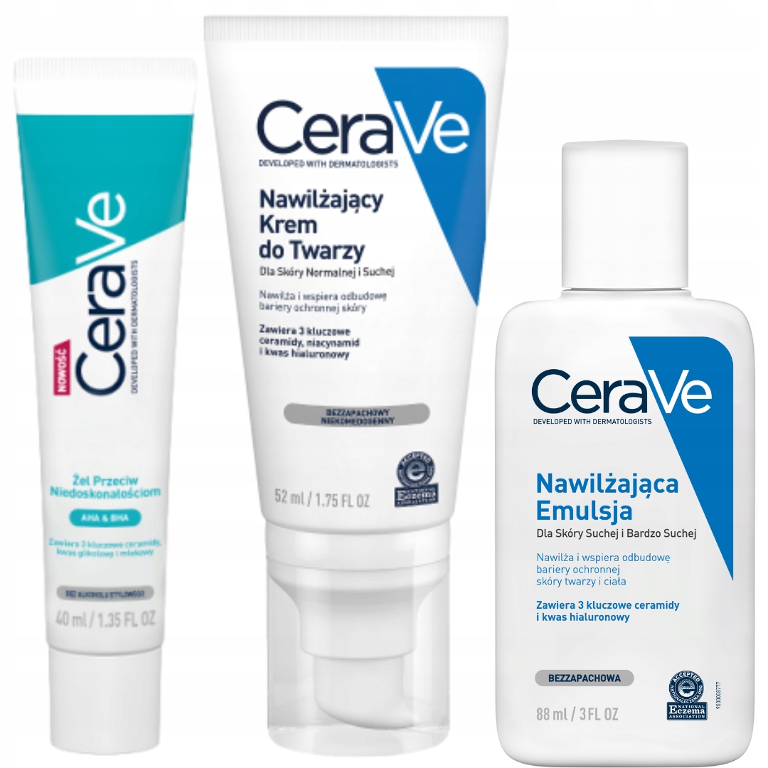 CeraVe Żel Przeciw Niedoskonałościom 40ml Nawilżający Krem Do Twarzy 52ML