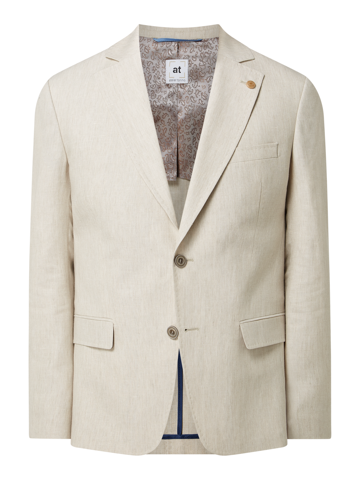 Marynarka na dwa guziki o kroju slim fit z mieszanki bawełny żywej wełny i lnu model ‘Tito’