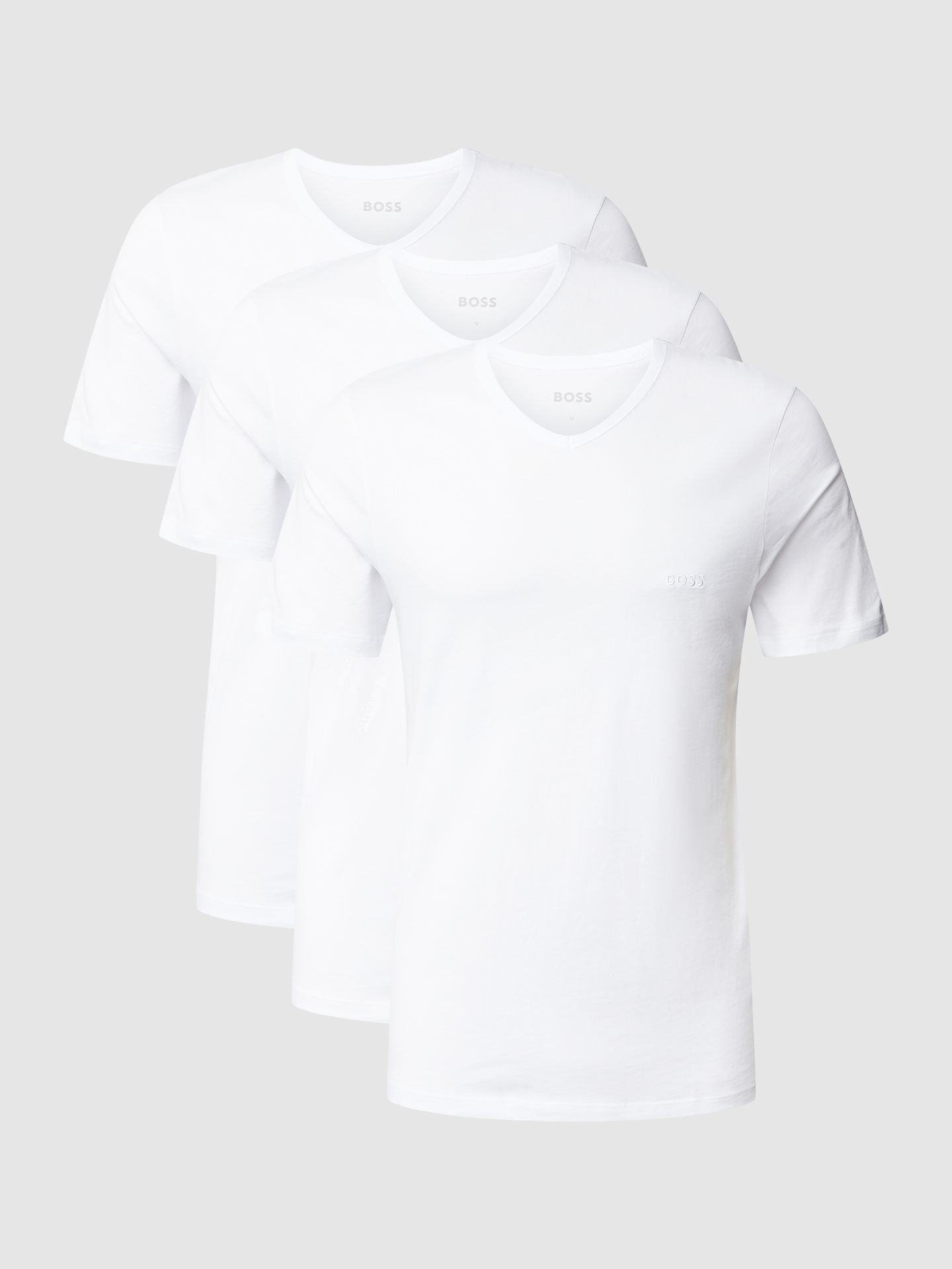 T-shirt z dekoltem w serek w zestawie 3 szt. model ‘Classic’