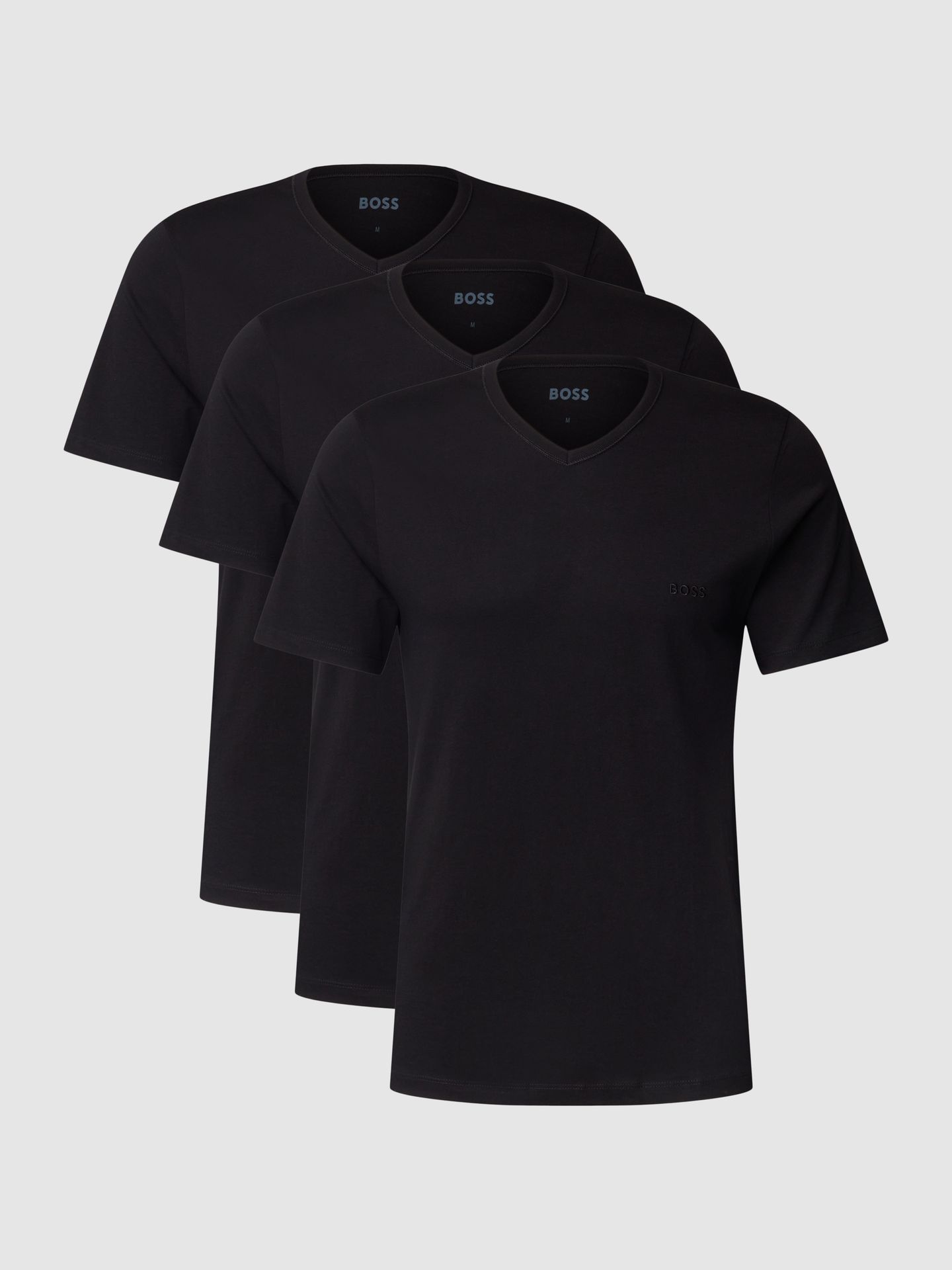 T-shirt z dekoltem w serek w zestawie 3 szt. model ‘Classic’