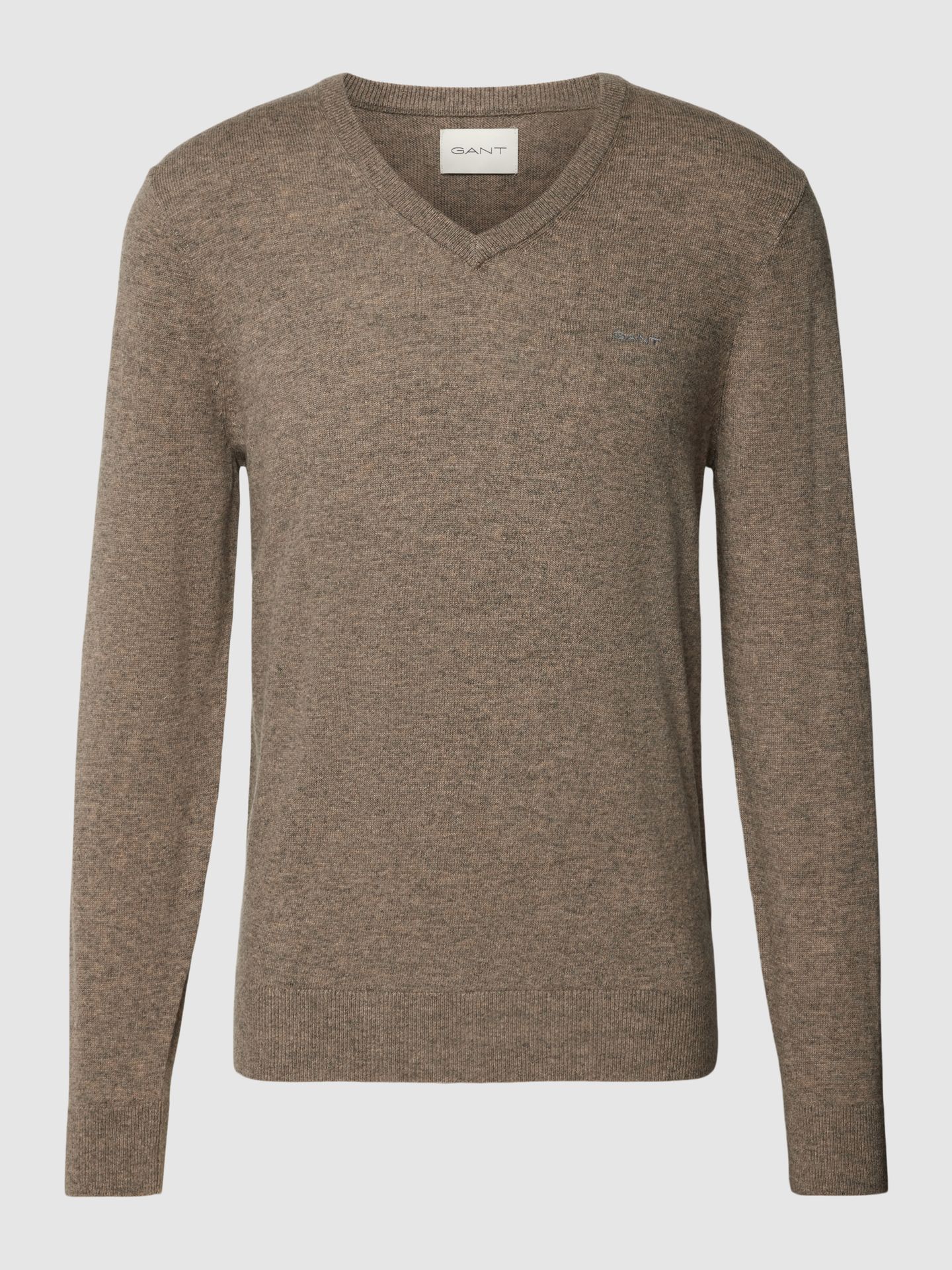 Sweter z dzianiny z mieszanki wełny jagnięcej z dekoltem w serek