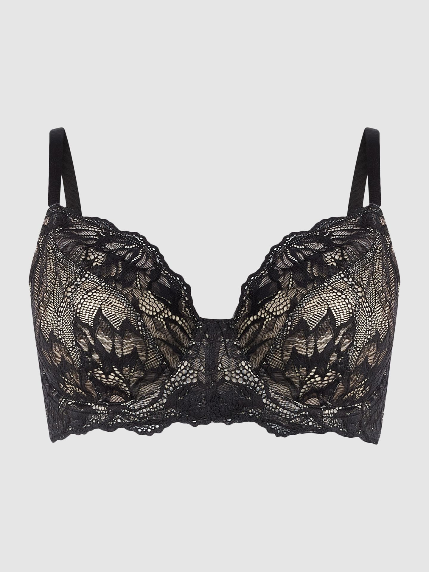 Biustonosz z kwiatowej koronki z fiszbinami