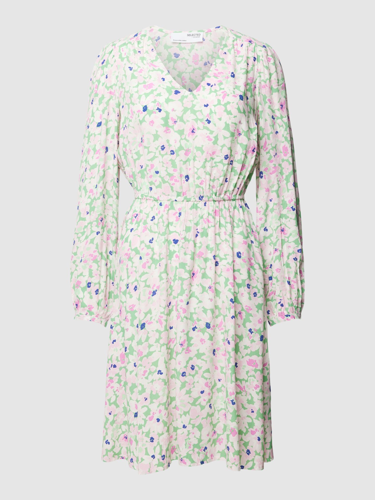 Sukienka o długości do kolan z wiskozy z kwiatowym wzorem model ‘MALIDA’