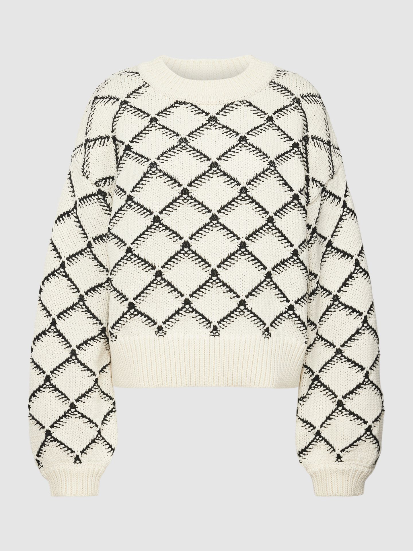 Sweter krótki z dzianiny ze wzorem na całej powierzchni model ‘OLIVIA’