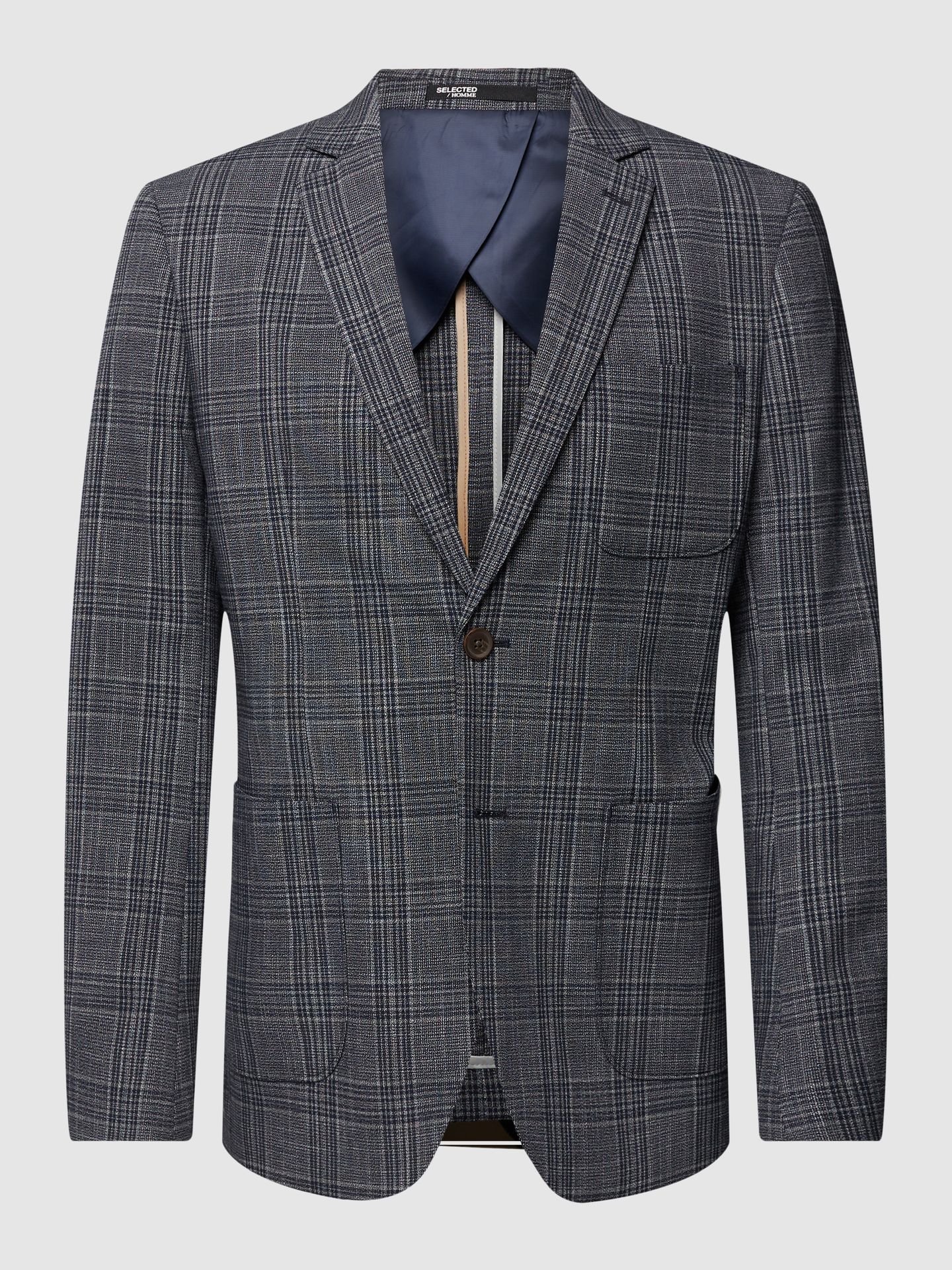 Marynarka na 2 guziki o kroju slim fit w szkocką kratę