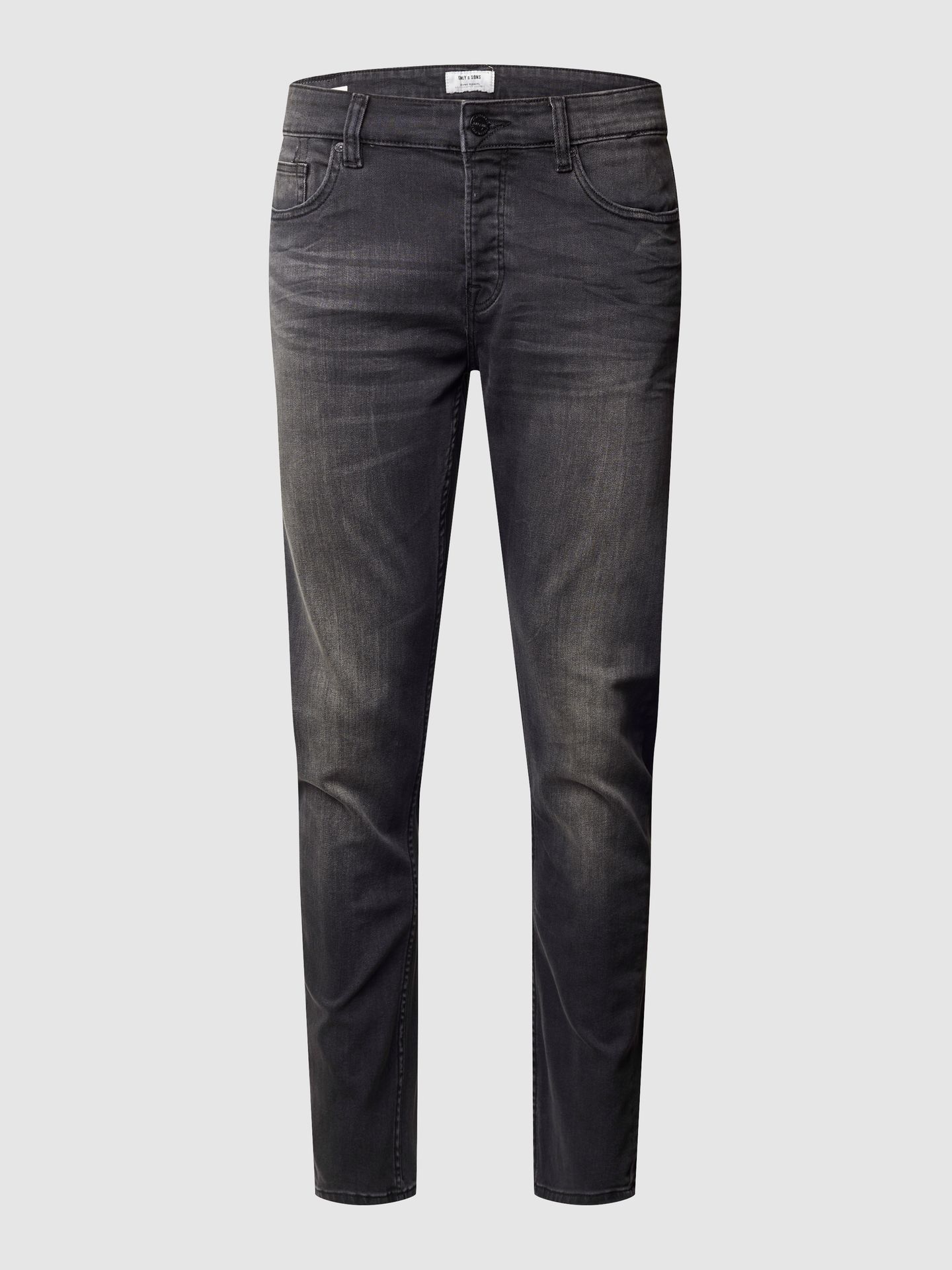 Jeansy w dekatyzowanym stylu o kroju slim fit