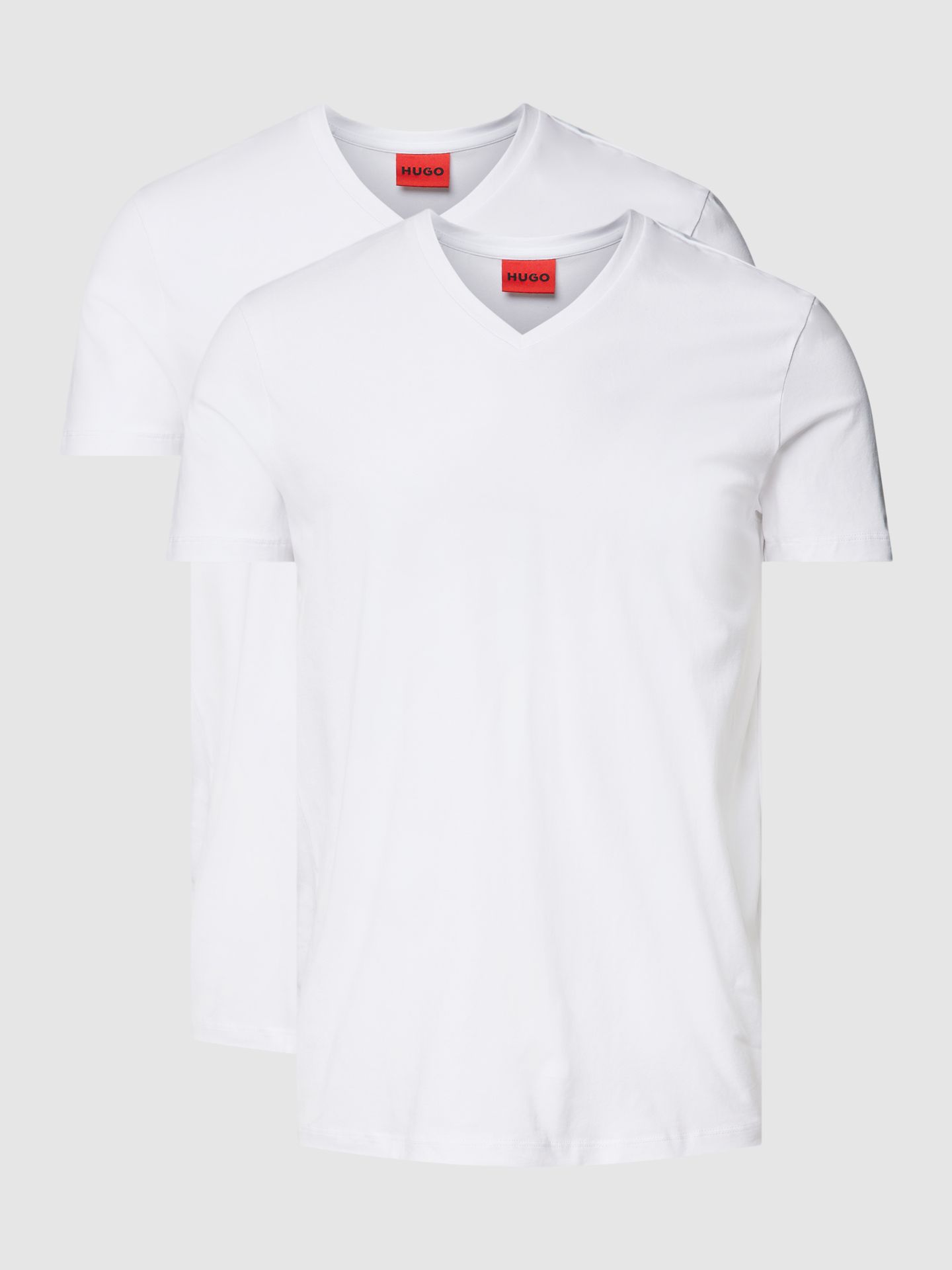 T-shirt z nadrukiem z logo w zestawie 2 szt. model ‘HUGO-V’