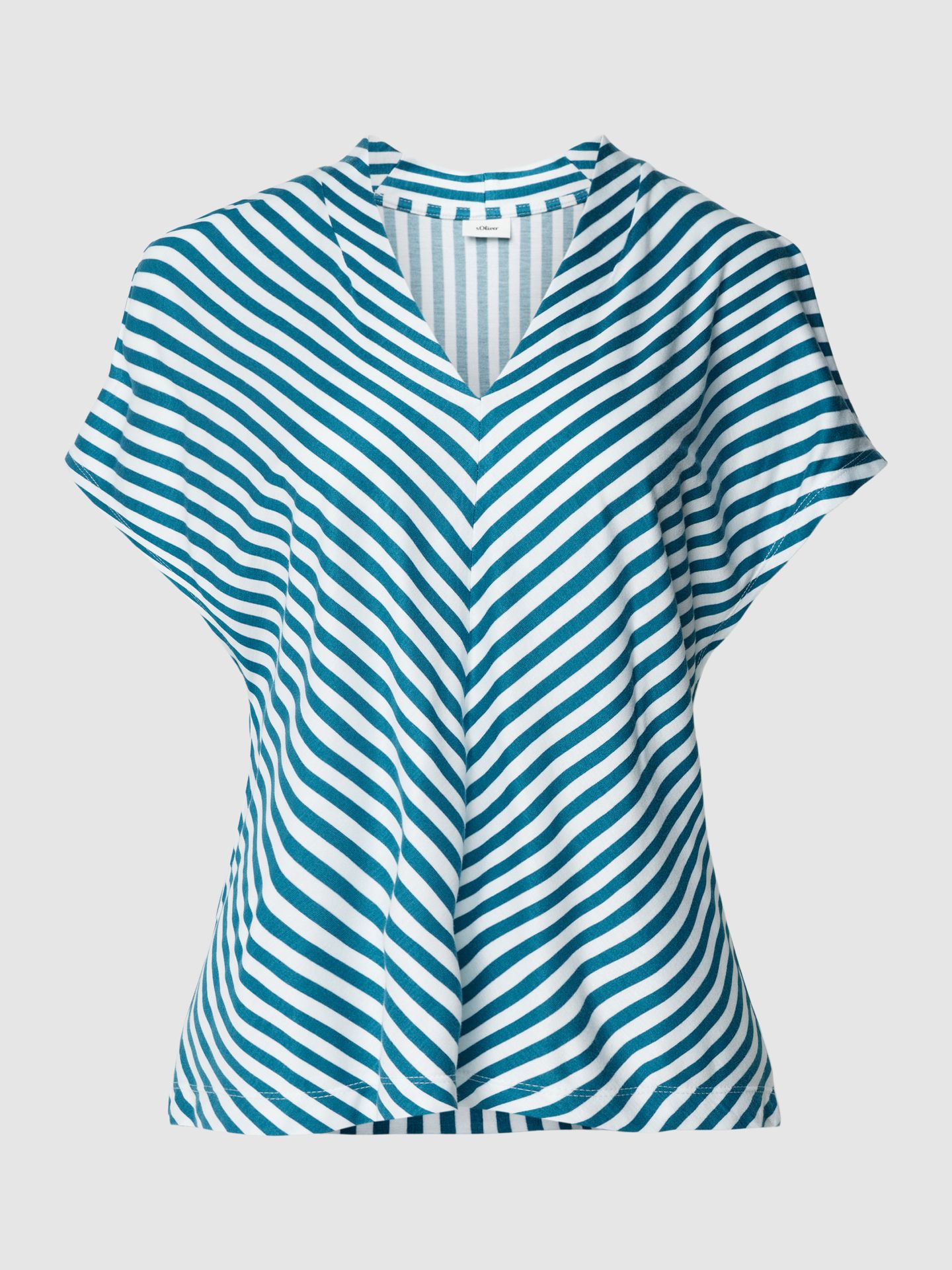 T-shirt z wiskozy z dekoltem w serek