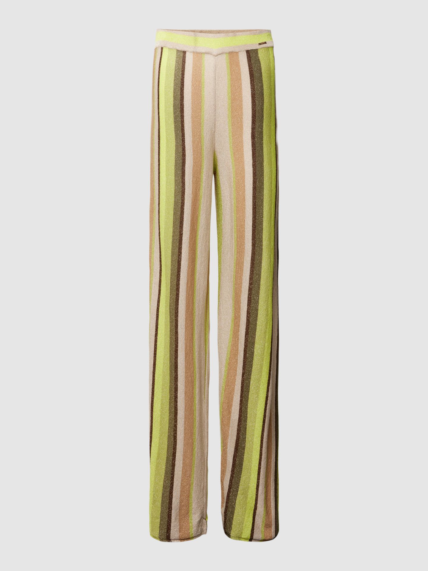 Spodnie z mieszanki wiskozy z efektem błyszczącym model ‘STRIPO’