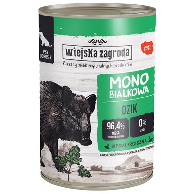 WIEJSKA ZAGRODA - Karma monobiałkowa dla psa dziczyzna puszka 400g