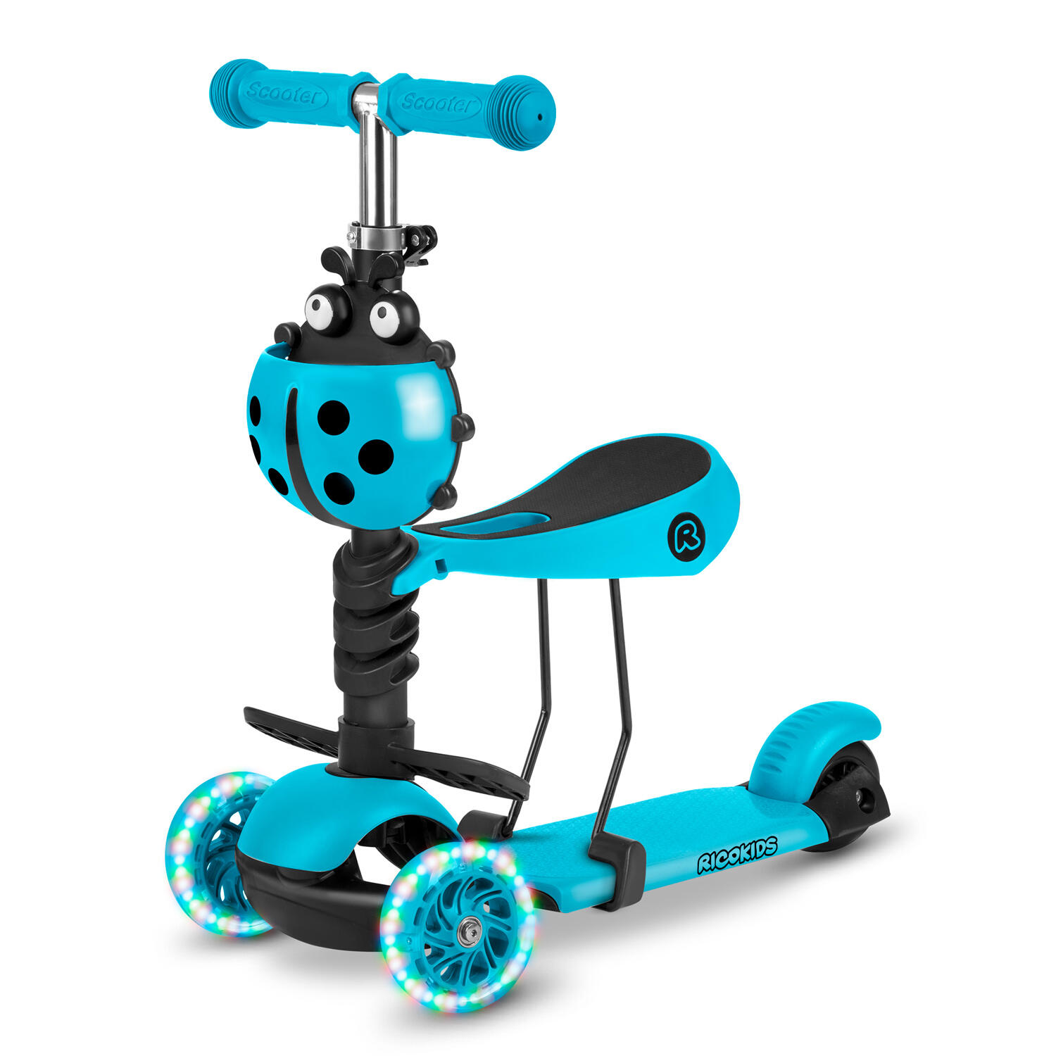 Hulajnoga dla dzieci trójkołowa balansowa Buggy 3w1 niebieska Ricokids