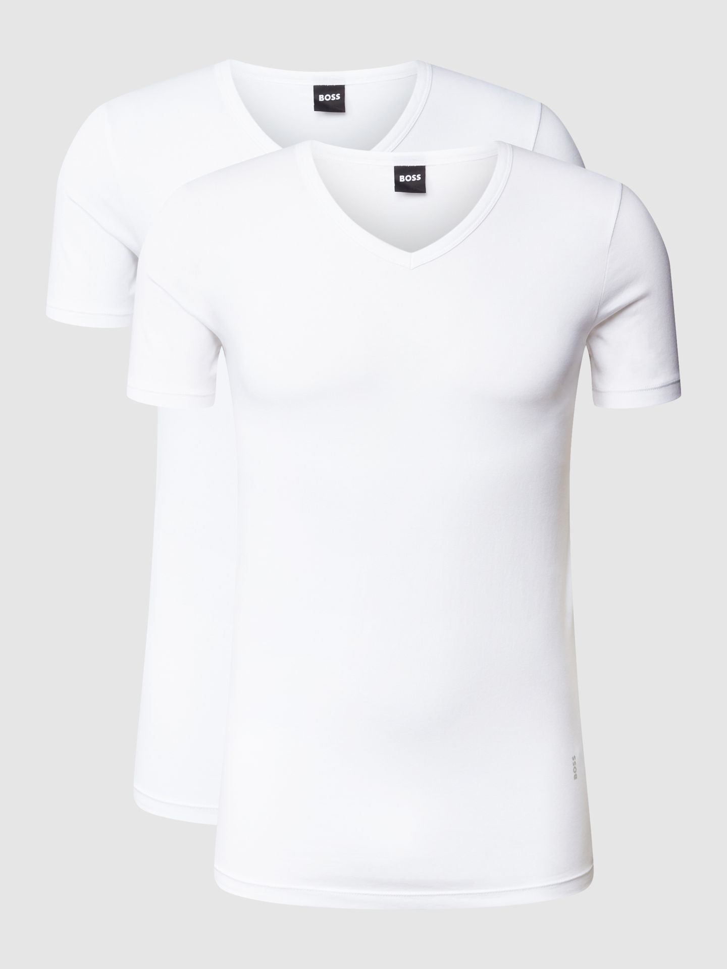 T-shirt z dekoltem w serek w zestawie 2 szt. model ‘Modern’