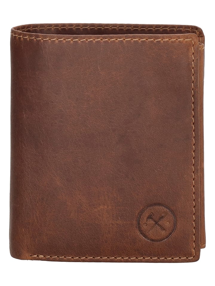 HIDE & STITCHES Skórzany portfel w kolorze jasnobrązowym - 10,5 x 8 x 1,5 cm