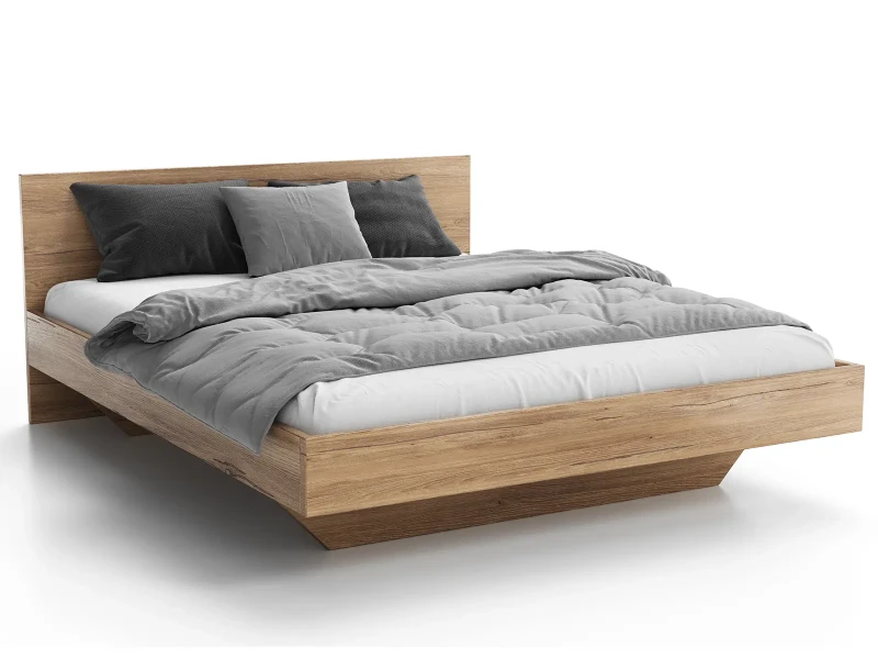 Łóżko lewitujące 140x200 z płyty meblowej kolor dąb craft DM2