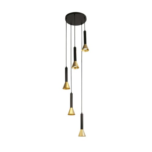 Signal lampa wisząca 5xGu10 czarna/złota 13611-5BGO