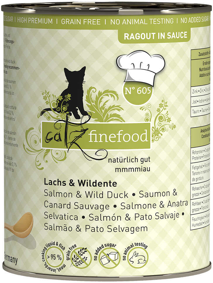 catz finefood Ragout 6 x 380 g - Nr. 605: Łosoś z dziką kaczką