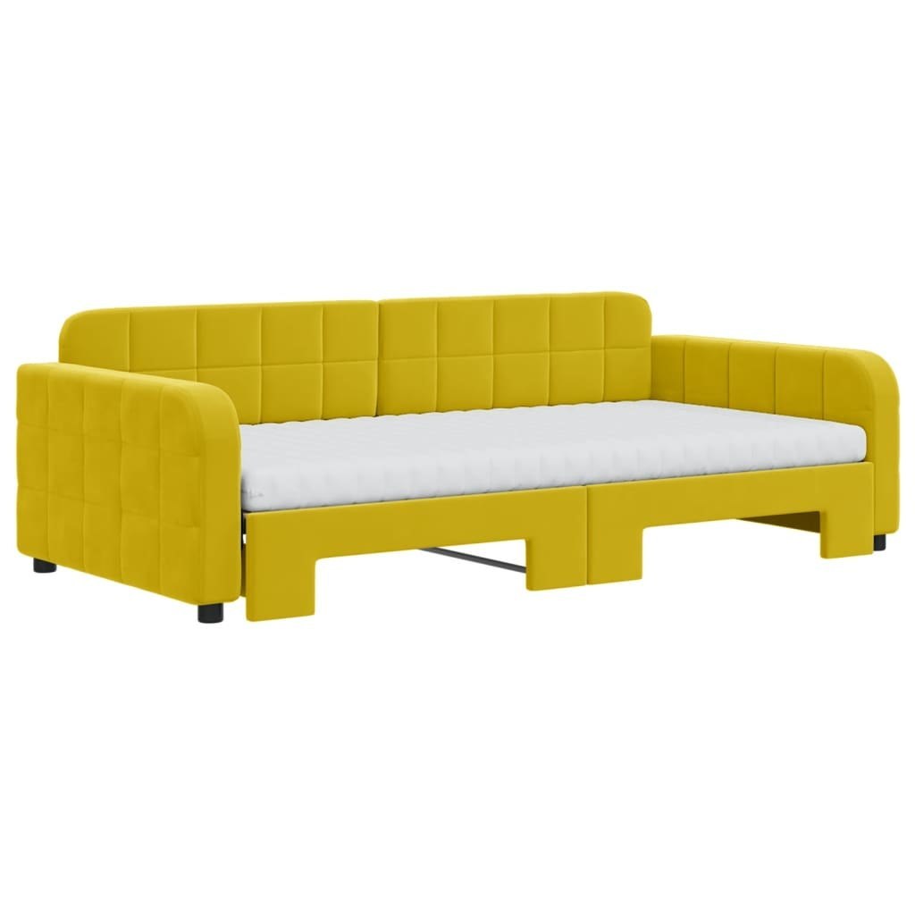 Sofa rozsuwana z materacami, żółta, 100x200 cm, aksamit  Lumarko!