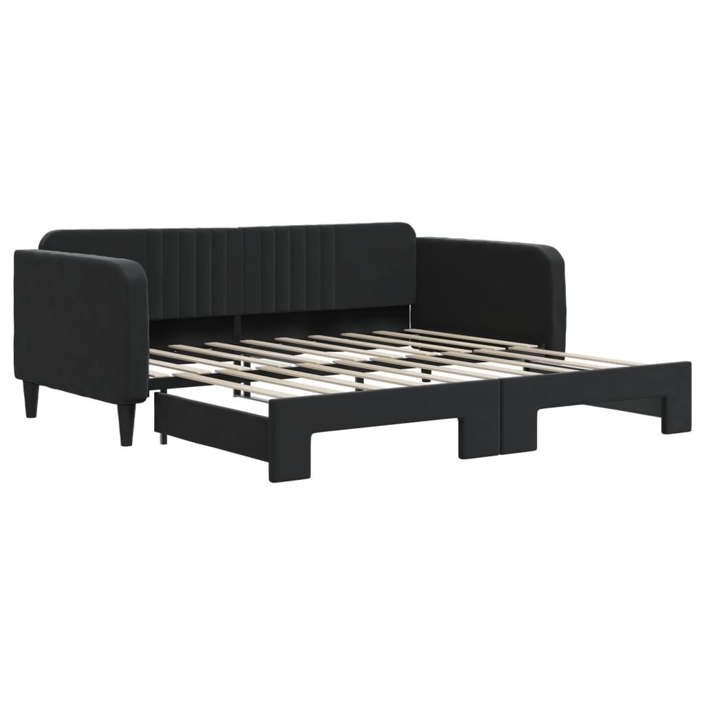 Sofa rozsuwana, czarna, 90x190 cm, aksamit  Lumarko!