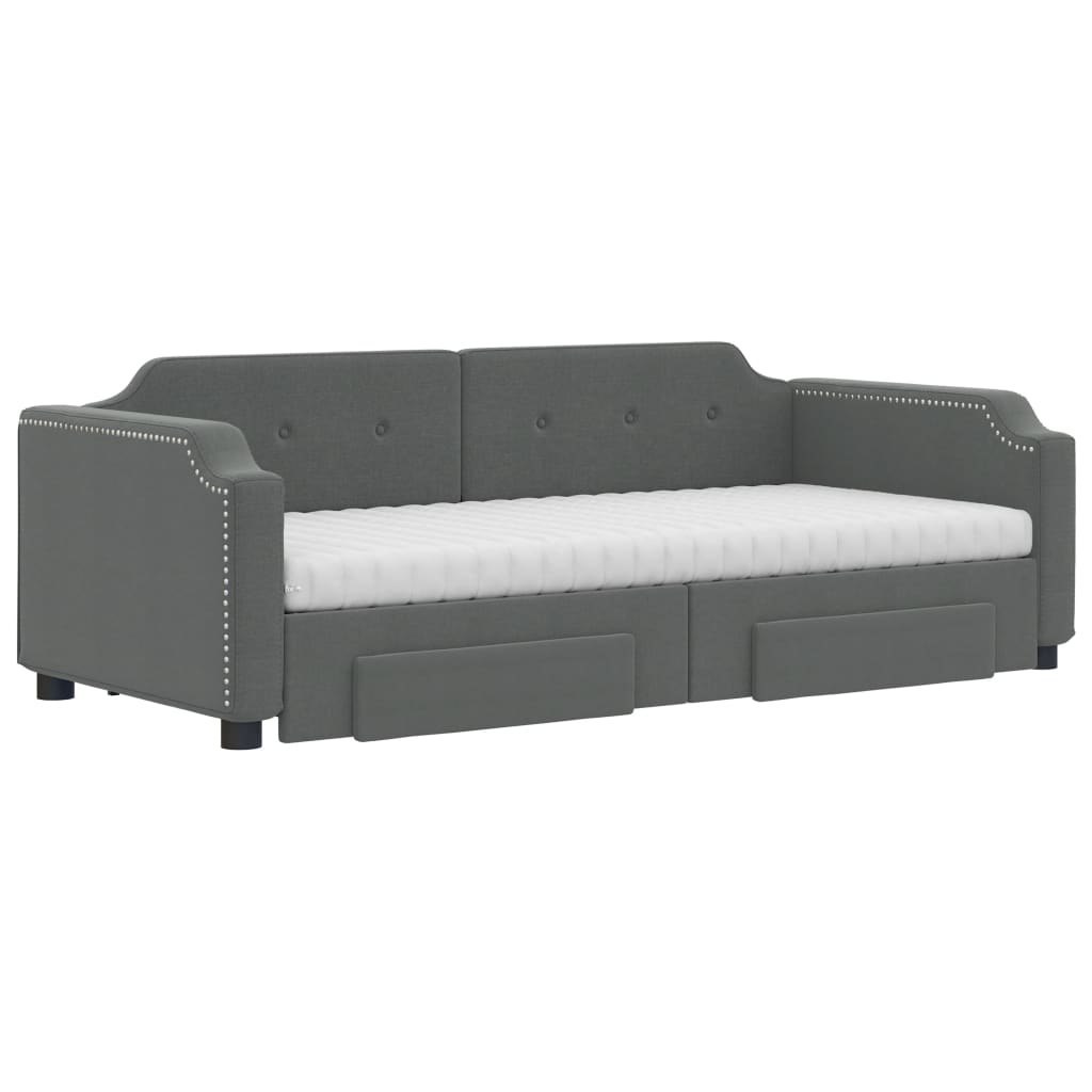 Sofa rozsuwana z szufladami, ciemnoszara, 100x200 cm, tkanina  Lumarko!