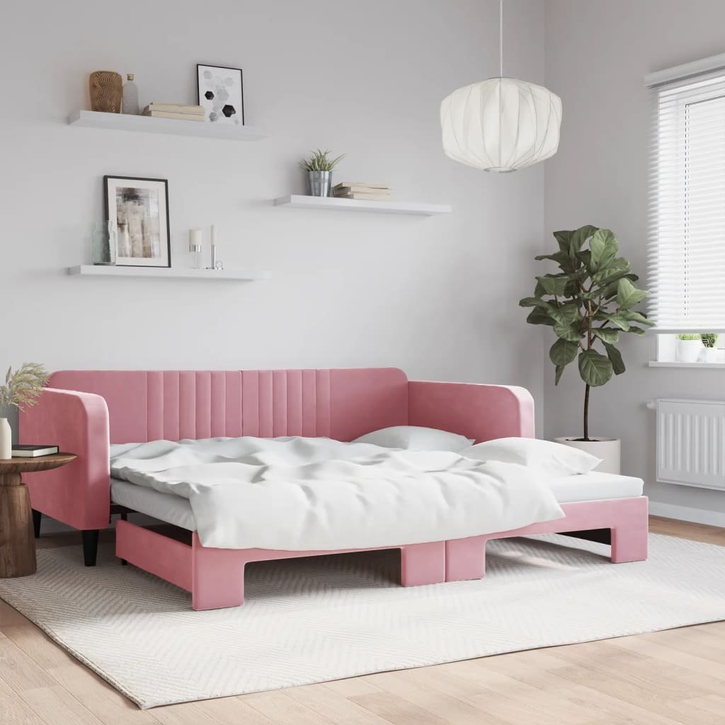 Sofa rozsuwana, różowa, 100x200 cm, aksamit  Lumarko!