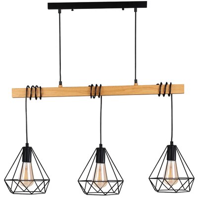 Polux Lampa wisząca VIGO WOOD z drewnianą wstawką geometryczne klosze 314673