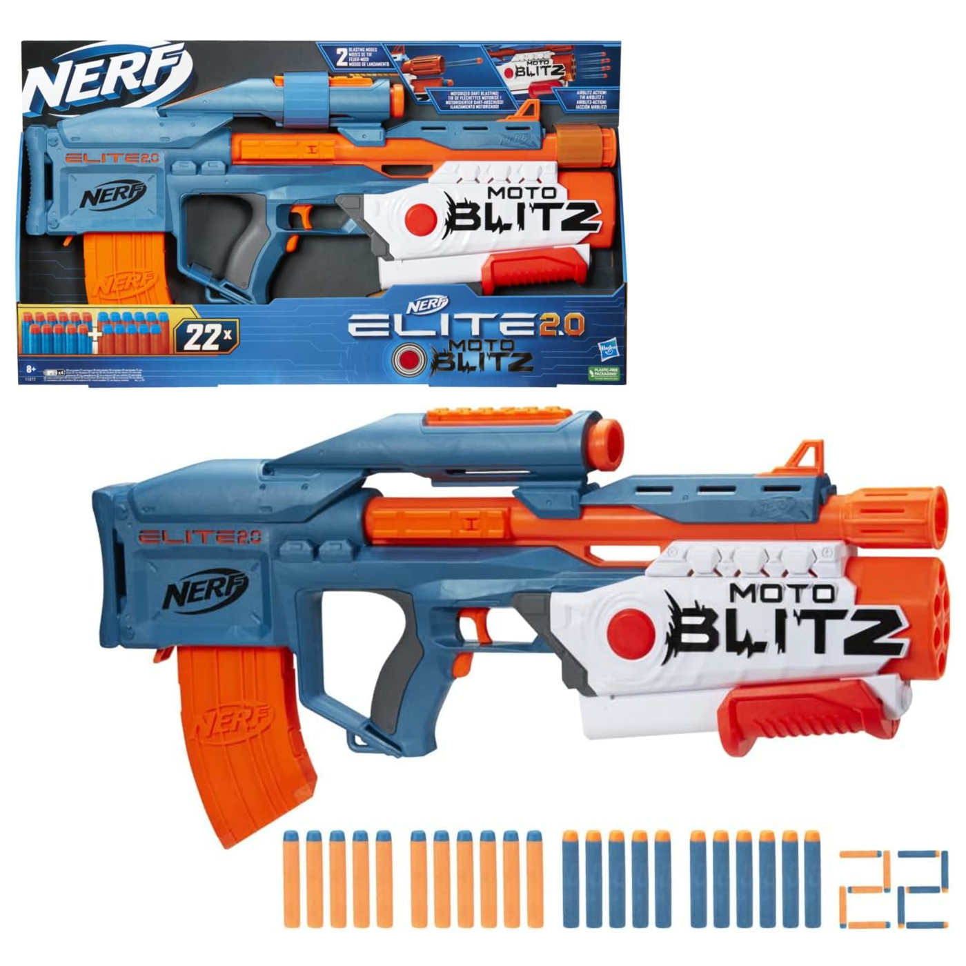 NERF Blaster Moto Blitz 2.0 Wyrzutnia strzałek automat + 22 strzałki