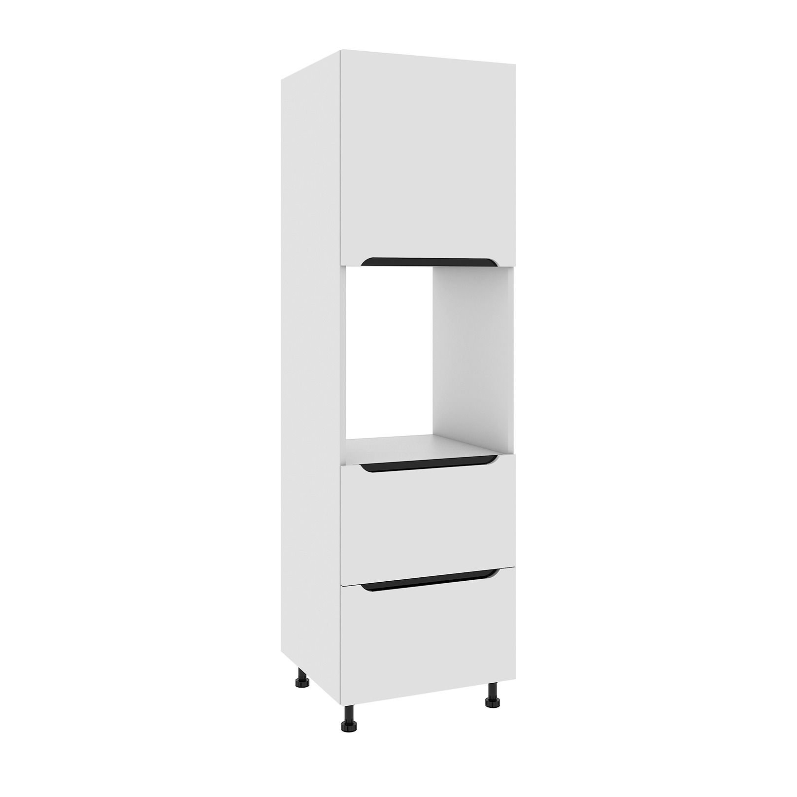 Słupek Capri 2 Szuflady Do Zabudowy Piekarnika Prawy 60X197 Cm Mdf Folia Biały Mat Blum